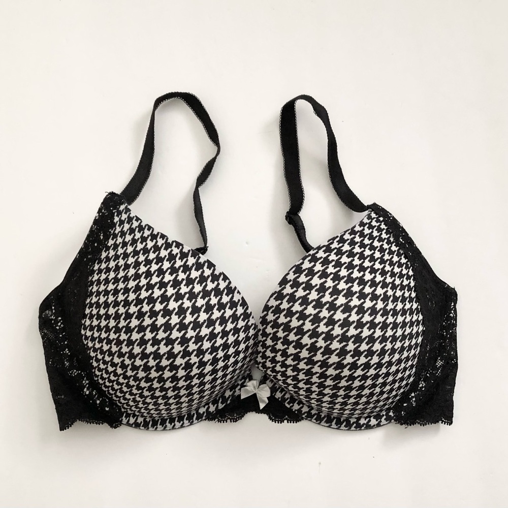 Victoria's Secret Dream Angels Black Houndstooth Lace Push-Up Bra 34D